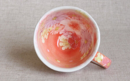 【瀬戸焼】「工房 ゆずりは」 紅彩花雅 マグカップ 1個 【松本陶器株式会社】 / マグ 食器 コーヒーカップ ティーカップ / 瀬戸市[BBDX017]