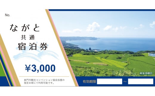 ながと共通宿泊券 30,000円分【宿泊券 温泉 旅行 長門市 宿泊 旅行券 補助券 トラベル 観光 チケット 3,000円分×10枚 山口県】