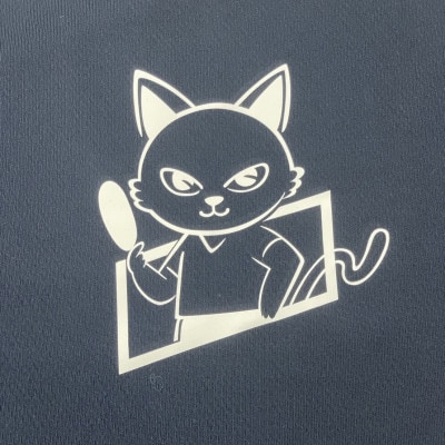 JTTA公認　卓球ユニフォーム【男女兼用(ドライ):Lサイズ】ねこ　ネイビー