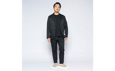【ふるなび限定】メンズ アンクルストレートパンツ「ワークウェアスーツ」スーツに見える作業着 　 丸洗い可 ストレッチ 速乾 部屋干し可 撥水 シワになりにくい　ブラック FN-Limited-SP フ