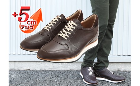 レザースニーカー 本革 カジュアルシューズ 5cmアップ シークレットスニーカー No.801 ブラウン 雑貨 日用品  BN003 24.0cm
