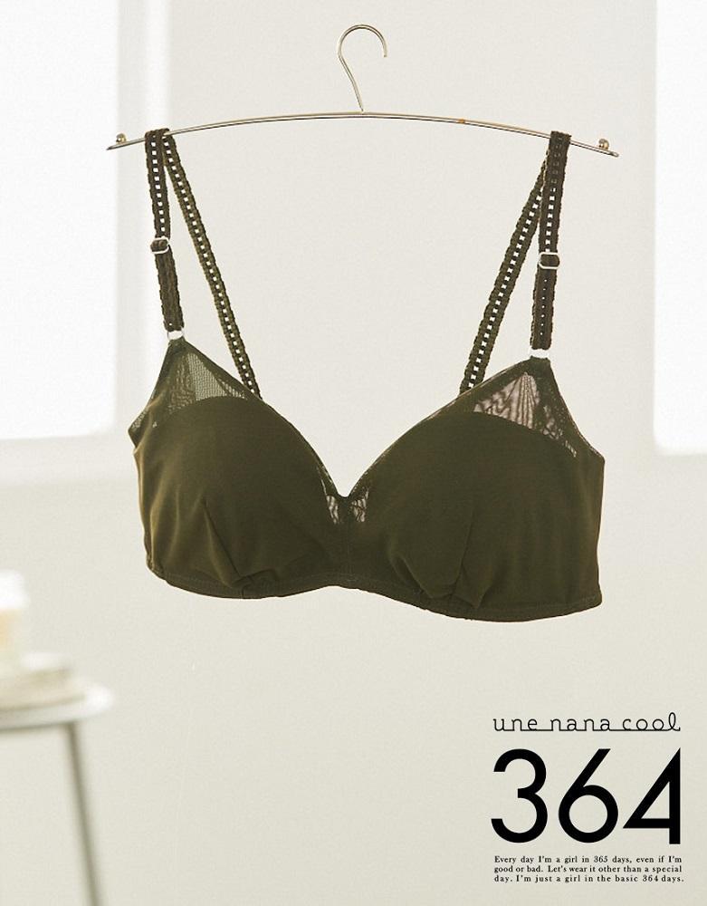 【ウンナナクール】364 シンプル＜Mサイズ＞オリーブ1枚｜京都 ワコール インナーブランド ラクときれいを叶えるノンワイヤーブラジャー 人気［ 毎日つけたい ブラジャー 楽 きれい 人気 おすすめ 下着 レディース 肌着 ギフト プレゼント お取り寄せ 通販 送料無料 ふるさと納税 ］ 261009_A-KV001VC02C