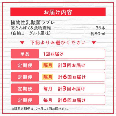 ふるさと納税 小牧市 【隔月 計3回定期便】植物性乳酸菌ラブレ高たんぱく&食物繊維36本(計108本)[052S14-T] |  | 01