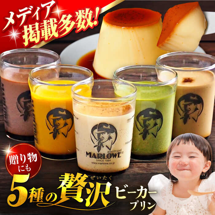 【ふるさと納税】【着日指定可】葉山 ビーカー おすすめプリン 180g×5個（かぼちゃ・エスプレッソ・抹茶・北海道フレッシュクリーム・チョコ）人気 スイーツ ぷりん【マーロウ】 [AKAF001]
