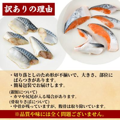 ふるさと納税 門川町 【訳あり】無塩 銀鮭と骨取りサバの切り落としセット(各500g×2袋) |  | 01