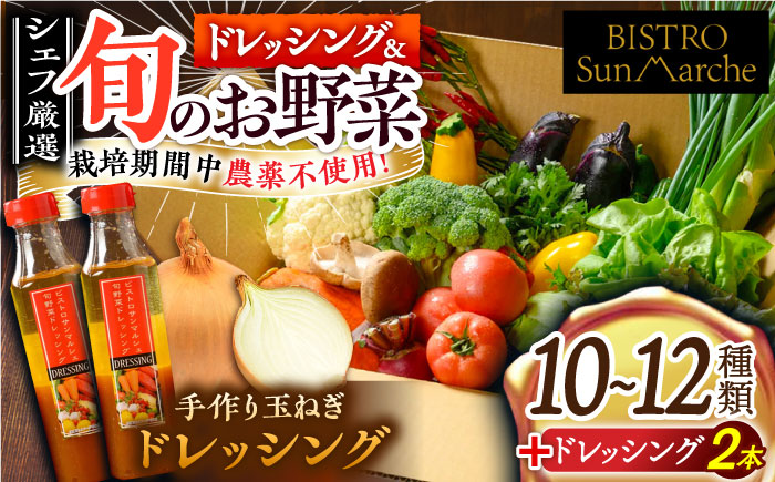 【シェフの目線】栽培期間中農薬不使用！旬のお野菜セット×手作り玉ねぎドレッシング（2本）　愛媛県大洲市/有限会社ヒロファミリーフーズ [AGBX002]野菜 サラダ カレー 農業 トマト 料理 きゅう