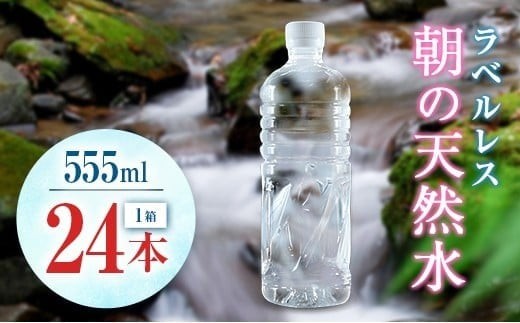 シリカ 朝の天然水 555ml 24本 ラベルレス 中硬水 ミネラルウォーター シリカ水 ケイ素 常温保存 備蓄 防災 宮崎県 霧島連山