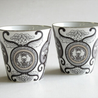 ARITA PORCELAIN LAB(アリタポーセリンラボ) JS古伊万里草花紋・ペアロックカップ 有田焼 モダン コップ モノトーン A40-224