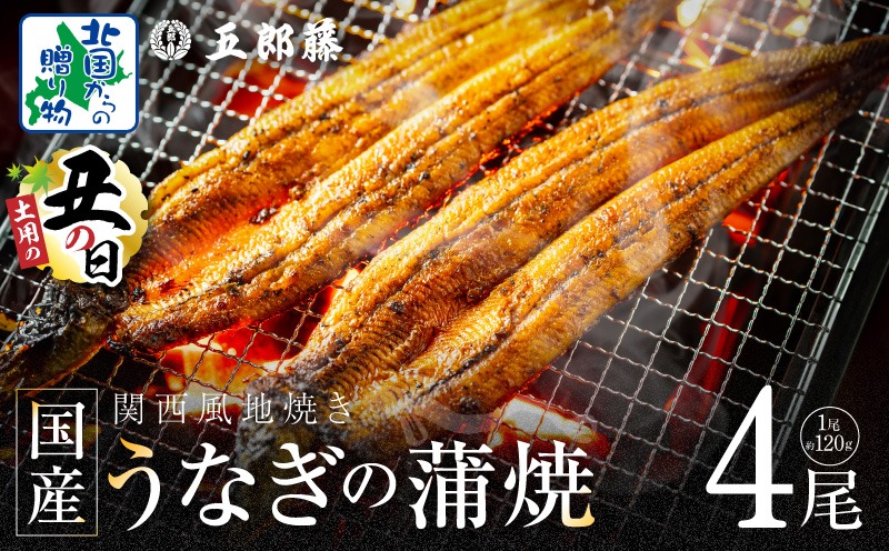 020C402d 【7/26土用の丑の日】老舗「五郎藤」関西風地焼き 国産有頭旨鰻 計約480g前後【120g×4尾 うなぎ ウナギ 蒲焼き 炭火】