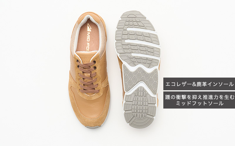 MIDFOOT ( ミッドフッド ) 婦人靴 レザースニーカー MF001JL 24.0cm( ベージュ ) 4E　【 ファッション 靴 シューズ スニーカー レディース 】 【 お洒落 レザーシュー
