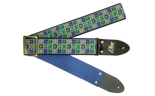 【ギターストラップ】 Elara Straps Knight Square Blue 郡上市 レザー 真鍮バックル ウルトラスエード プロ仕様 エレキ アコギ ベース Ksound 小林楽器店