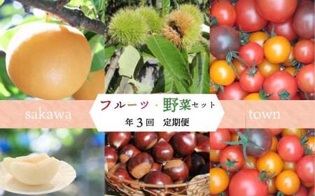 【ふるさと納税】＜佐川町産フルーツ・野菜 定期便（年3回）＞高知県 佐川町 トマト 梨 和梨 栗 夢甘栗 果物 お申込みの翌期の果物（野菜）から発送 フレッシュ 旬 生栗 ミニトマト 高糖度 フルティカ　トマトミックス　