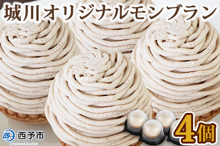 栗 スイーツ ＜城川オリジナル モンブラン 4個入り＞ 洋菓子 ケーキ おかし マロン くり クリ 国産 和栗 ペースト クリーム 渋皮煮 生クリーム チーズ タルト メニークエスト 愛媛県 西予市【冷凍】『3か月以内に順次出荷予定』ふるさと納税モンブラン SMQ0004