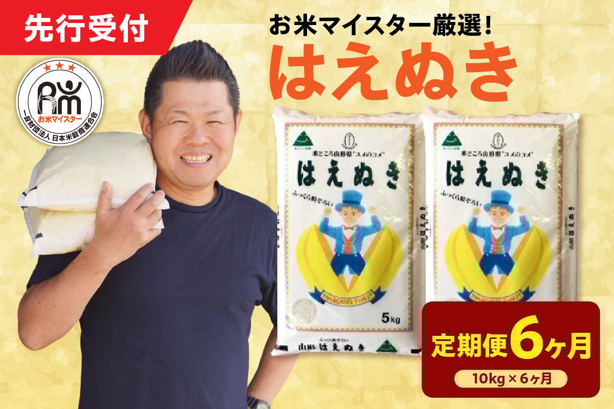 
            【 6ヶ月定期便 / 令和7年産 】 はえぬき 計10kg/月 ( 1回配送 5kg×2袋 ) 2025年産
          