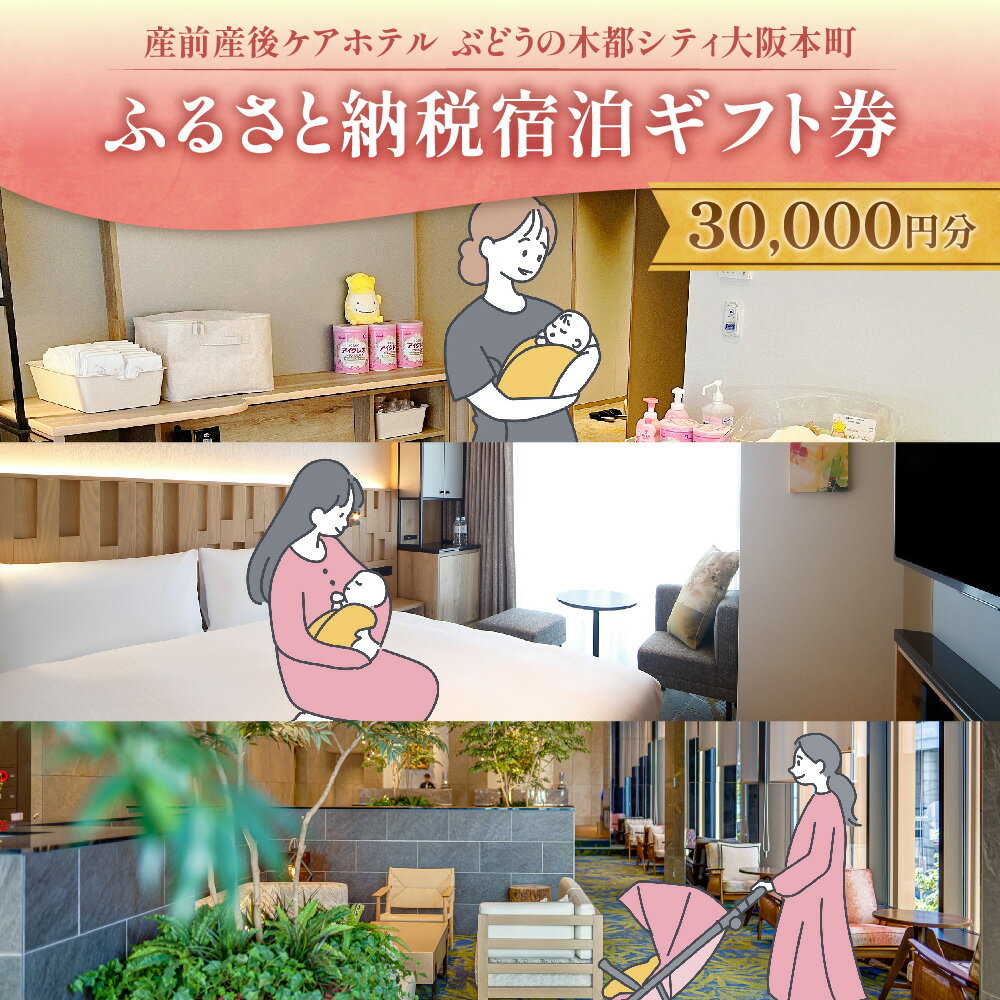 【ふるさと納税】産前産後ケアホテル ぶどうの木 都シティ大阪本町 宿泊ギフト券 30000円分 助産師 看護師 24時間 ベビールーム 母子ケア 産後ケア 大阪市 送料無料