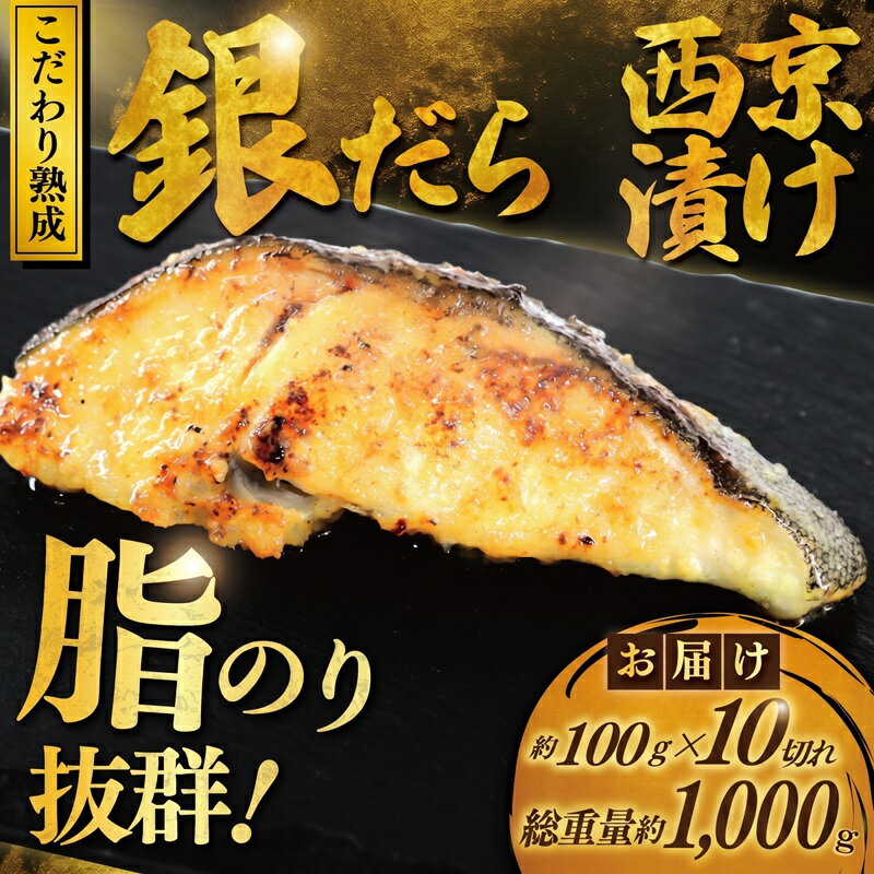 【ふるさと納税】 銀鱈 西京漬け 1,000g (約 100g × 10切 西京漬け 銀鱈 西京味噌 西京みそ 味噌漬け みそ 味噌 魚介 銀だら 銀ダラ 鱈 タラ たら ぎんだら 魚 西京焼き 西京漬 西京 冷凍 鮮魚 漬け魚 漬魚 新鮮 おつまみ お酒のあて 家計応援 10000円 神奈川 湘南 藤沢
