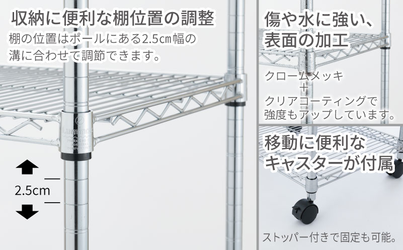 泉佐野 × Luminous Selection 高耐荷重ラック シート付 幅76cm 5段【スチールラック 棚 収納ラック ラック オープンラック 収納 すき間 隙間収納 おしゃれ キッチン リビン