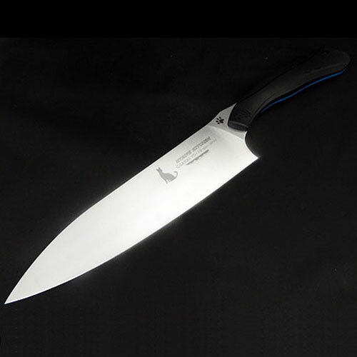 【ふるさと納税】NYAIFE KITCHEN （ニャイフキッチン）牛刀包丁 (ブラック/ブルー サーバルキャットver) 176mm 日本製 国産 万能包丁 シェフナイフ ナイフ 両刃 よく切れる 持ちやすい VG10鋼 17cm 肉 魚 野菜 高級 調理器具 キッチン用品 GSAKAI 関市 H45-08