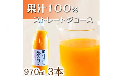 
果汁１００%田村そだちみかんジュース　９７０ml×３本
