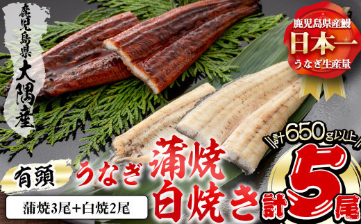 楠田の極うなぎ 蒲焼き3尾・白焼き2尾 130g以上×5尾(計650g以上) c0-093