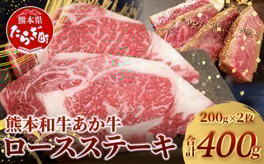 【 年内お届け 】 熊本県産 あか牛 ロース ステーキ【 200g×2枚 合計400g 】 《 12月19日～27日発送 》 熊本県産 赤身 褐毛和種  国産 和牛 牛肉 肉 ステーキ ご馳走 046-0458-R712