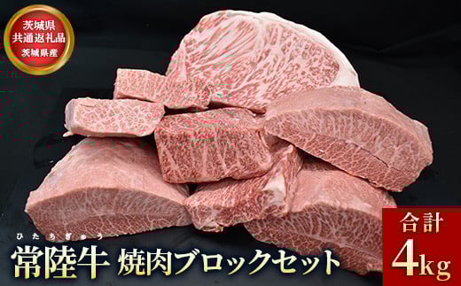 
            【茨城県共通返礼品】茨城県産【常陸牛】焼肉ブロックセット（合計 4kg）
          