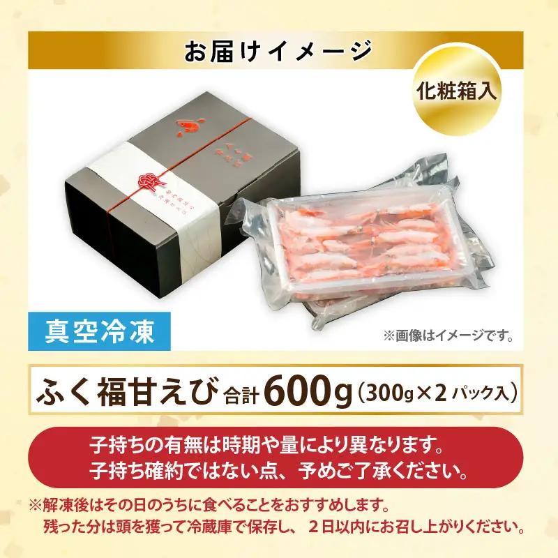 【化粧箱入り】【訳あり】ふくい甘えび（真空冷凍）300g × 2パック 計600g 無添加・無着色 アマエビ えび 海老 [A-13516]