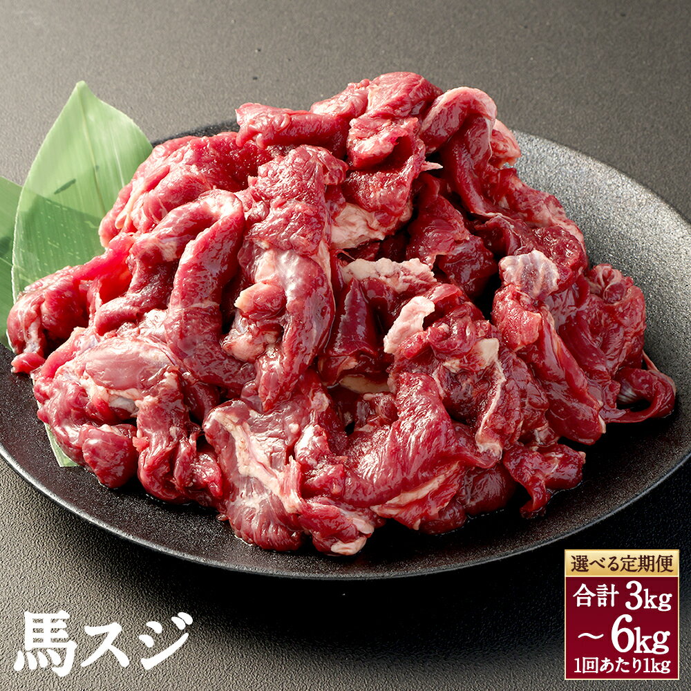【ふるさと納税】【定期便】馬スジ 1回あたり約1kg（約500g×2） 3回 計約3kg または 6回 計約6kg 馬すじ 馬肉 スジ スジ肉 すじ すじ肉 筋肉 肉 煮込み料理 カレー 料理用 加熱用 冷凍 1キロ 3キロ 6キロ お取り寄せグルメ 国産 九州 熊本県 高森町