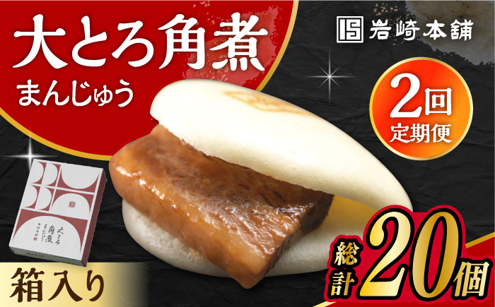 
            【2回定期便】大とろ角煮まんじゅう 10個 化粧箱入り /角煮まん おやつ 長崎 角煮 饅頭 / 大村市 / 岩崎本舗[ACAH052]
          