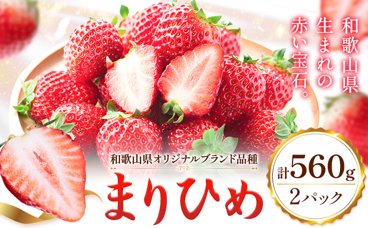 【先行予約】いちご 和歌山県産 紀州和歌山 ブランド いちご まりひめ 2パック 560g 株式会社魚鶴商店 《1月上旬-2月下旬頃出荷》 和歌山県 日高町 フルーツ 果物 スイーツ 甘い---wsh
