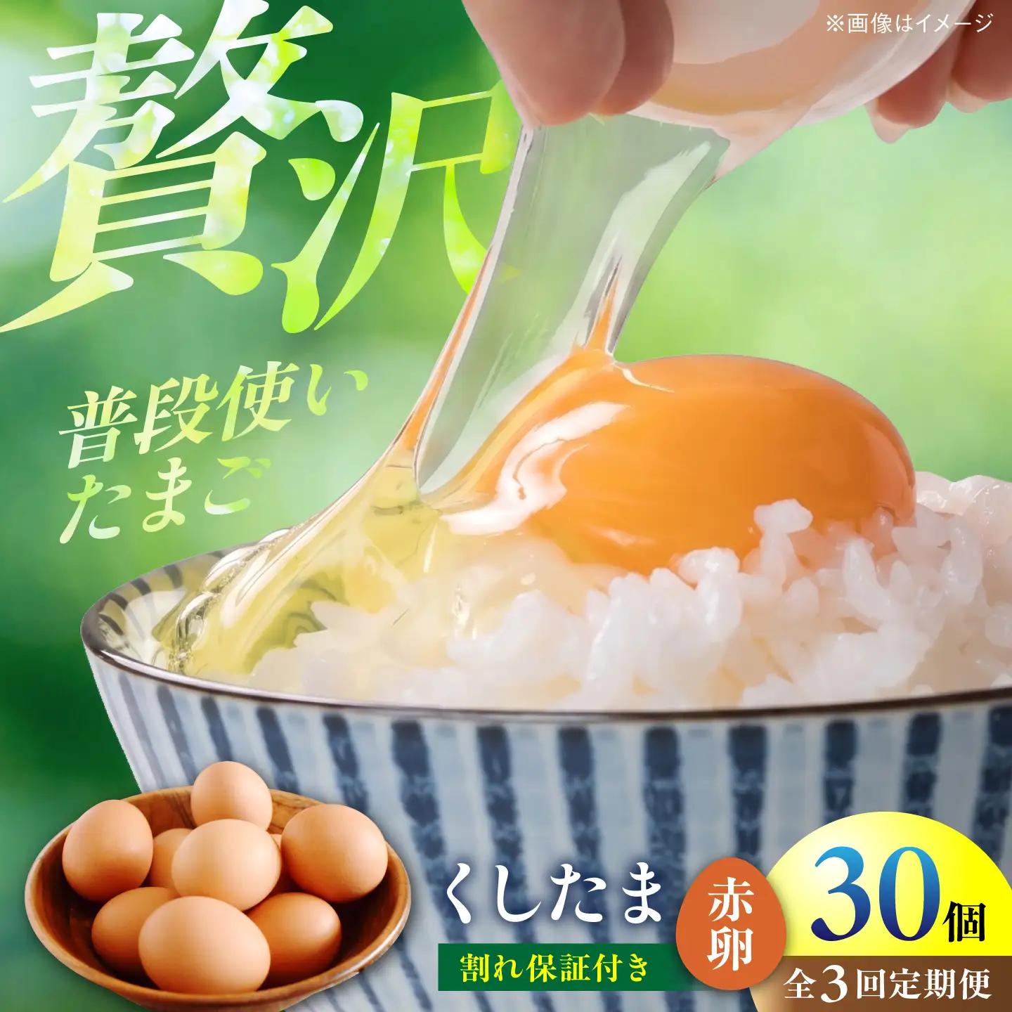 【定期便3ヶ月】くしたま 赤たまご 30個｜たまご 卵 [BMAY011]