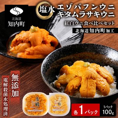 ふるさと納税 知内町 2026年先行受付☆知内加工☆紅白ウニ食べ比べ 各1×100 g【マルタカ高橋商店】
