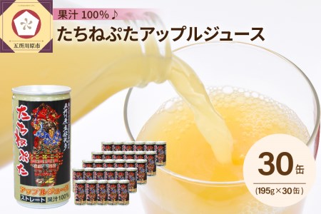 りんごジュース ストレート 果汁100％ ねぶた缶30本入り たちねぷたりんごジュース 立佞武多  オリジナルりんごジュース