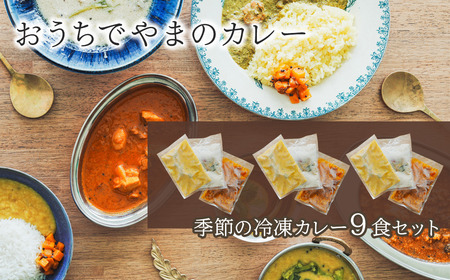 「おうちでやまのカレー」 季節の冷凍カレー9食セット 200g×9袋　カレー スパイス 薬膳 アーユルヴェーダ グルテンフリー 冷凍