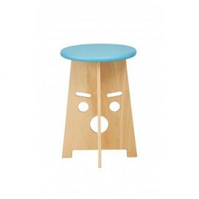 ふるさと納税 東川町 ふぇいす〈Face Stool〉　表情:おーちゃん　カラー:ブルー【21003061】