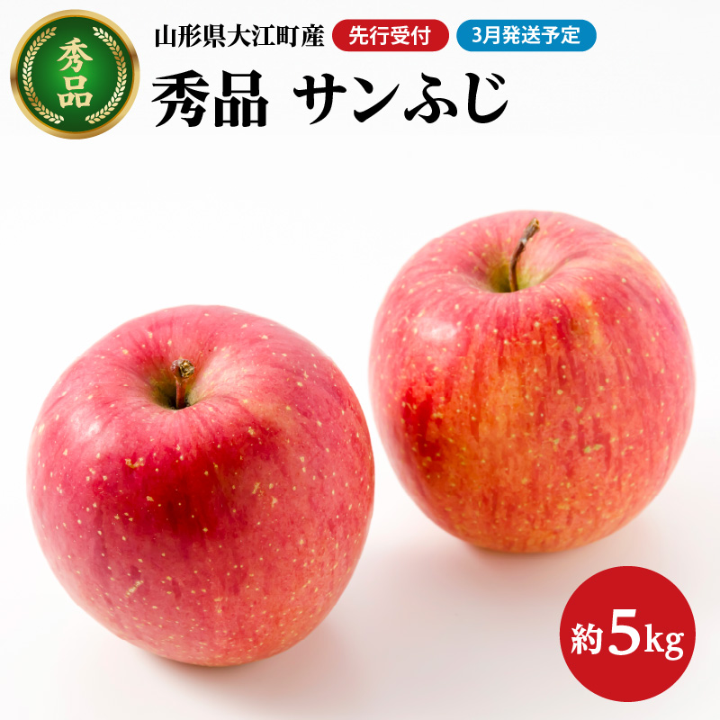 《先行受付》【2026年3月発送予定】 サンふじ約5kg・秀品【大江町産・山形りんご・大地農産】