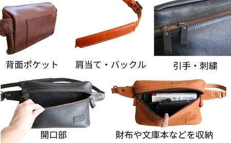【革工房Japlish】スリムボディバッグ【グリーン】メンズに人気のスマートデザイン＜福岡市の本革製品＞
