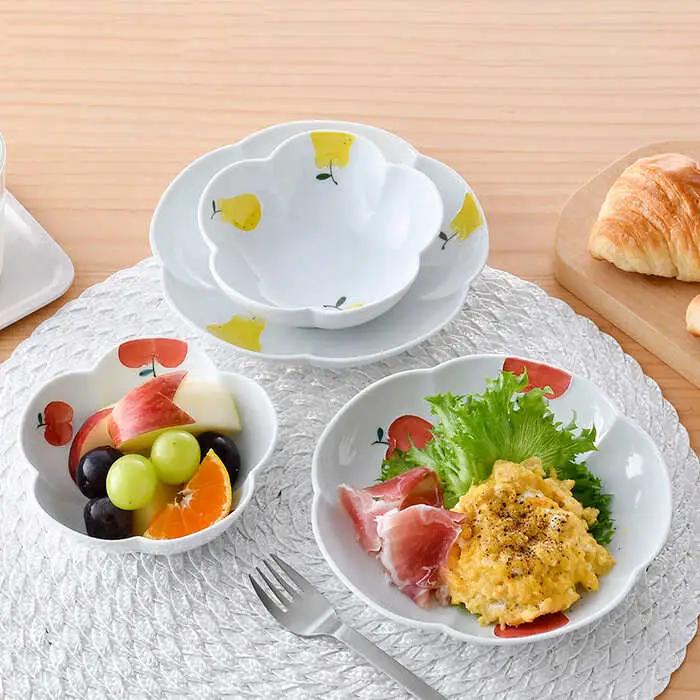 【波佐見焼】りんご・ラフランス フラワー ボウル プレート セット 食器 皿 【松幸陶芸】 [HB44] 波佐見焼