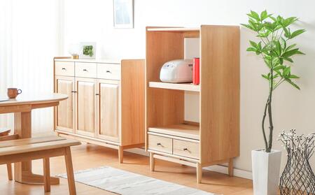 旭川家具 MUKU工房オリジナル ジャム レンジ台 北海道ナラ 【 国産 無垢 インテリア 木製 収納 ナチュラル キャビネット レンジ台 レンジボード キッチン 北海道 】 _04574