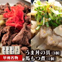 【ふるさと納税】甲州名物！牛より馬い「うま丼の具」3個＆「馬もつ煮」1個ふるさと納税限定セット　馬肉 桜肉 国産 ご当地グルメ 郷土料理