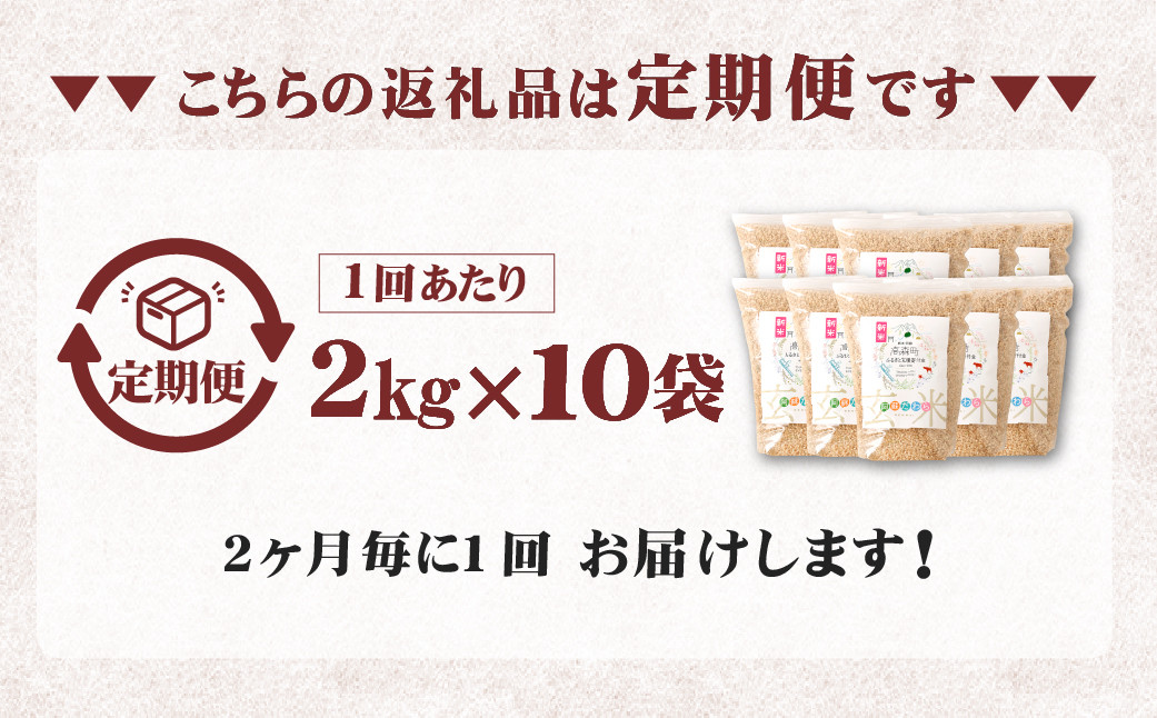 【隔月3回定期便】阿蘇だわら (玄米) 20kg (2kg×10袋) 