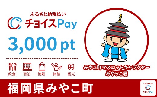 
                  みやこ町チョイスPay 3,000pt【会員限定のお礼の品】
                