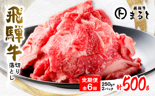 【毎月定期便】飛騨牛　切り落とし250g×2パック　すきやき・しゃぶしゃぶ・牛丼など全6回【配送不可地域：離島】【4085696】
