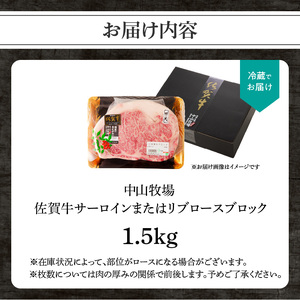 【最速配送】佐賀牛サーロインまたはリブロースブロック 1.5kg ／ 佐賀牛【E025】