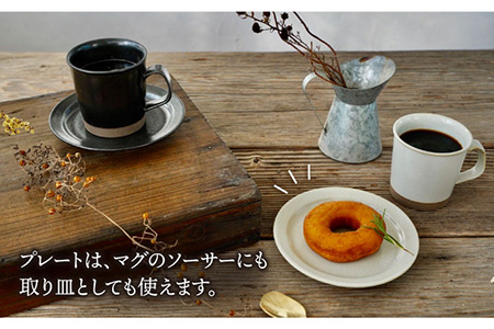 【波佐見焼】Furelu マグカップ・15cm プレート (ブラック×ホワイト) ペアセット 4点 食器 皿 【藍染窯】 [JC66]  波佐見焼