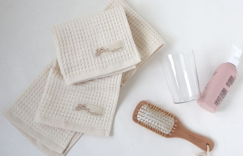 【フルオーガニックコットン】ふんわりワッフルフェイスタオル2枚 005A455_イメージ2