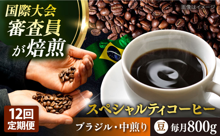 【全12回定期便】コーヒー豆 自家焙煎 中煎り ブラジル 200g×4 TSUKIKOYA COFFEE ROASTER ツキコヤ【株式会社RUINS】 [AKAD027]