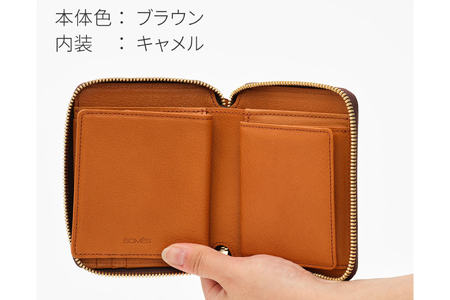 SOMES ラウンド 二つ折り 財布 (ブラウン) WF-17