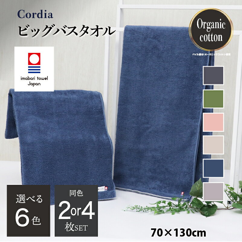 【ふるさと納税】 今治タオル コーディア Cordiaビッグバスタオル 同色2〜4枚セット ＜グレージュ／ダルブルー／ライトグレー／ダークグレー／抹茶／サーモンピンク＞【I003960】 今治バスタオル バスタオル 大きめ ふわふわ 吸水 超無撚糸 プレーリードッグ