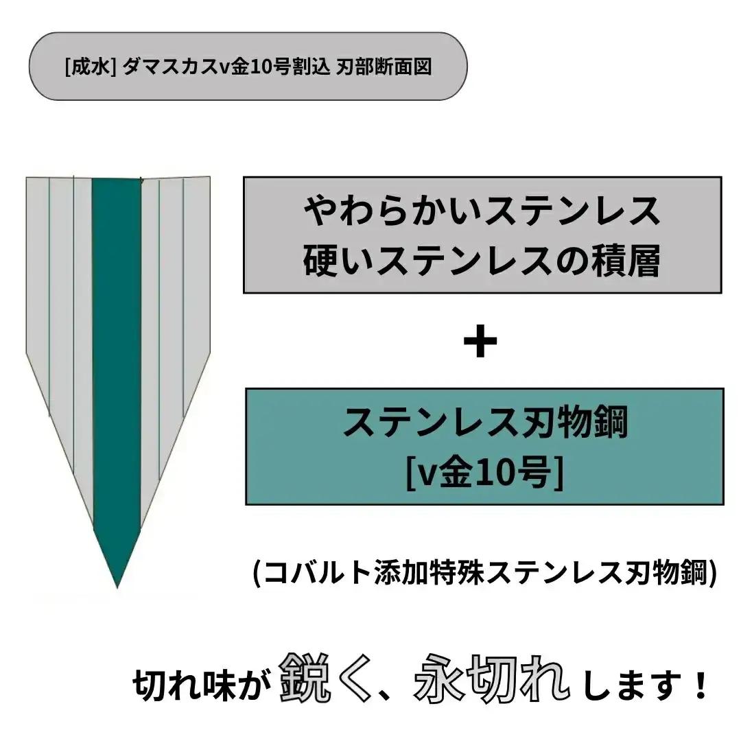 [成水] ダマスカスv金10号割込 ペティナイフ 刃部12cm キッチンツール ダマスカス 調理器具 料理包丁 【027S027】